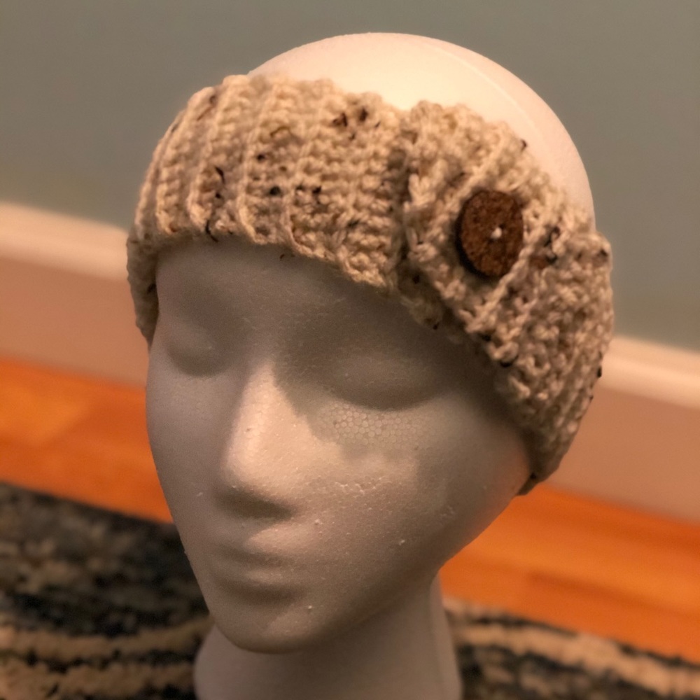Handmade crochet headband/ear warmer with button